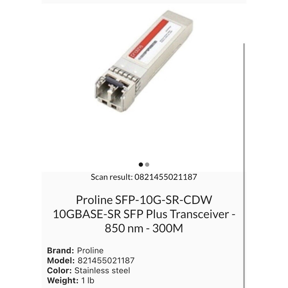 Proline SFP-10G-SR-CDW 10GBase-SR SFP+ Cisco Compatible 850nm 300m TAA